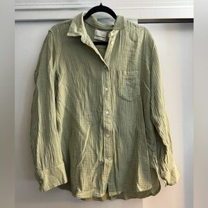 J Crew Sage Gauze Long Sleeve Button Up Shirt